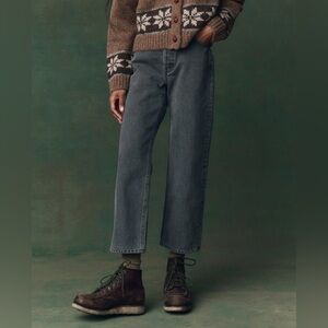 THE GREAT. Button Fly Straight Leg Jeans Size 26 Washed Charcoal Gray